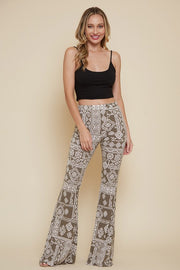 Paisley Sage Stretchy Bell Bottom Pants