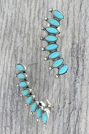 Turquoise Stone Crawler Cuff Earrings