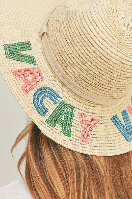 Vacay Vibes Sequin Packable Sun Hat