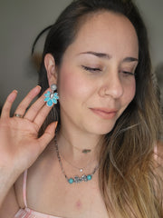 Turquoise Petals Concho Drop Earrings