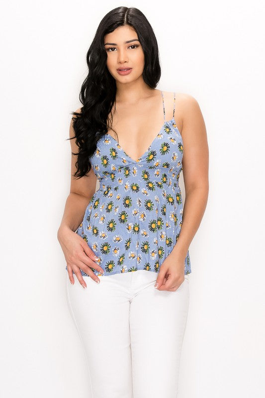 Dusty Blue Floral Cami Top