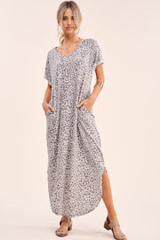 Subtle Leopard Print Maxi Dress with Pockets