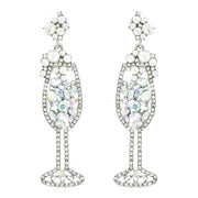 Pearl & Rhinestone Champagne Glass Earrings