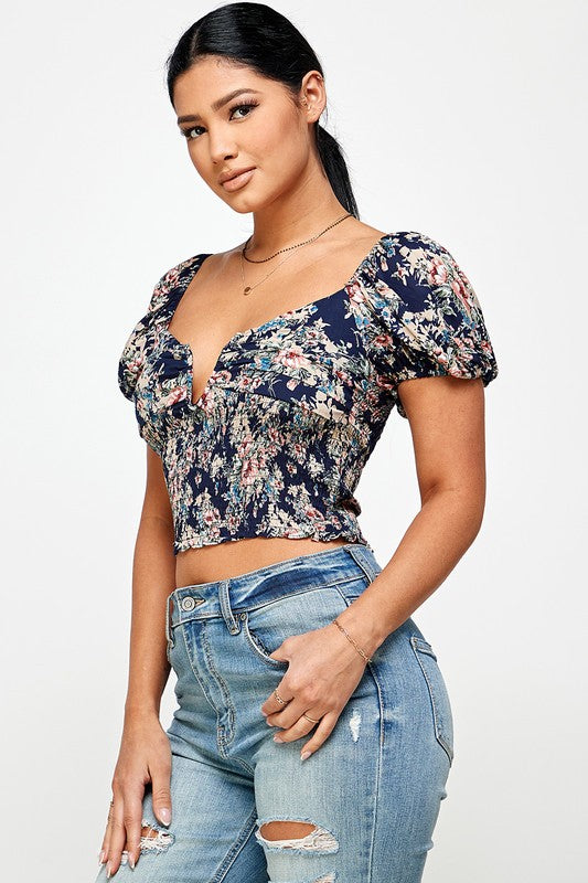 Girls Night Out Navy Crop Top