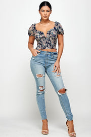 Girls Night Out Navy Crop Top