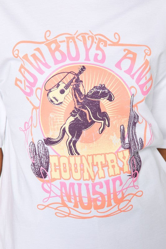 Cowboys and Country Music Boyfriend Graphic Tee