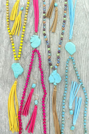 Beaded Fringe Necklace and Earrings Set