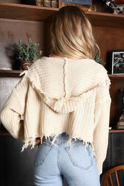 Distressed Cropped Hooded Sweater