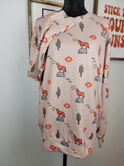 Coyote Aztec Print Pajama Top and Short Set