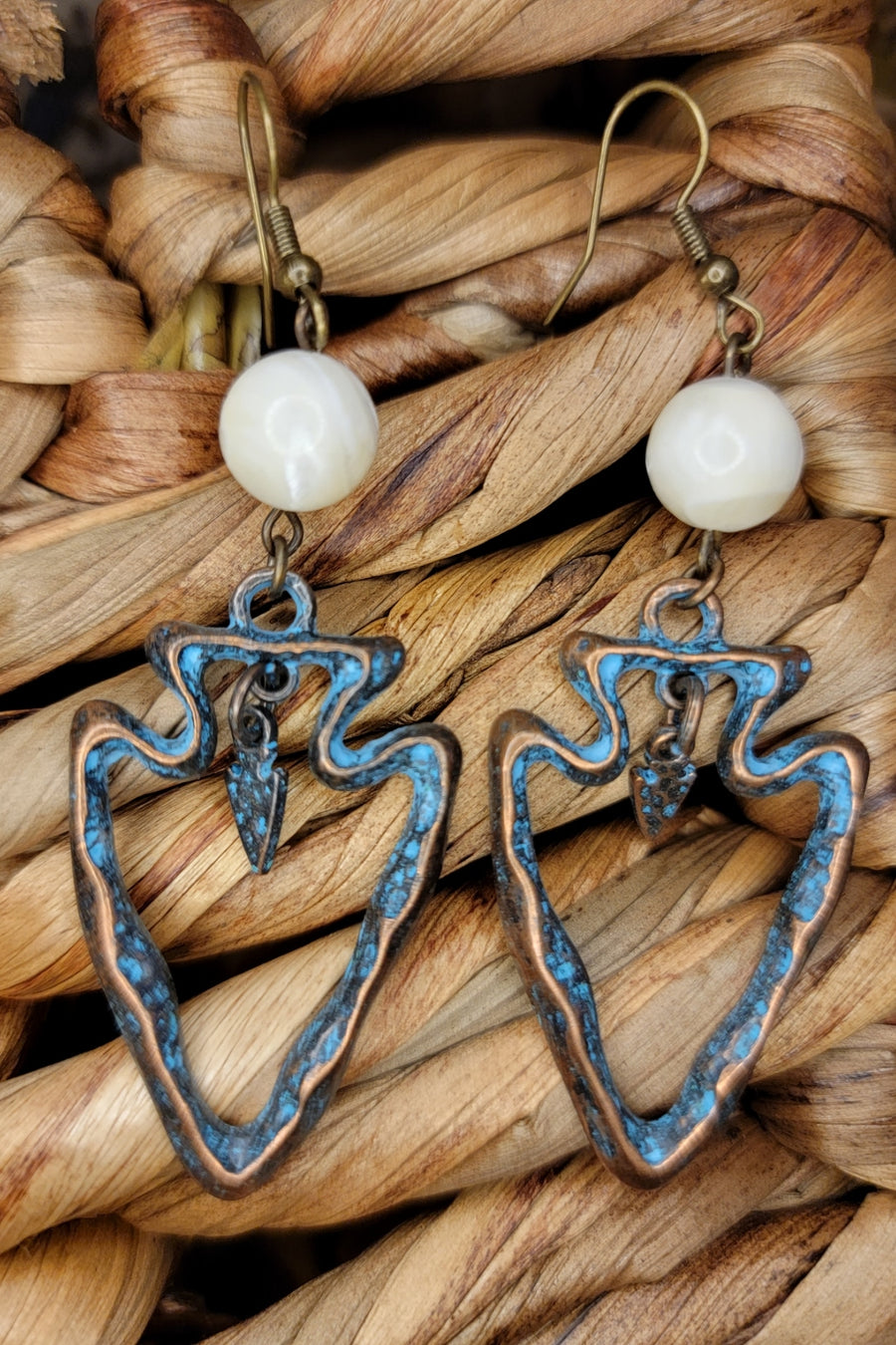 Vintage Arrowhead Dangle Earrings- Handmade