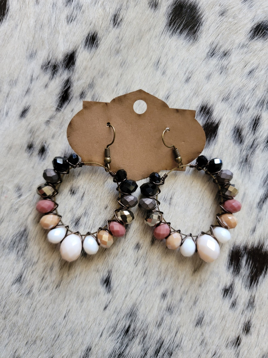 Mocha Ombre Mini Beaded Earrings - Handmade