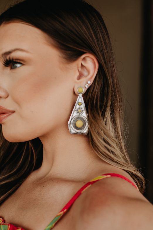 Stamped Concho Drop Earrings