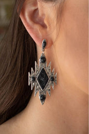 Aztec Stone Hammered Dangle Earrings