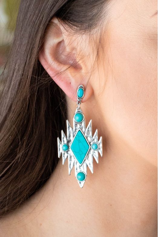 Aztec Stone Hammered Dangle Earrings