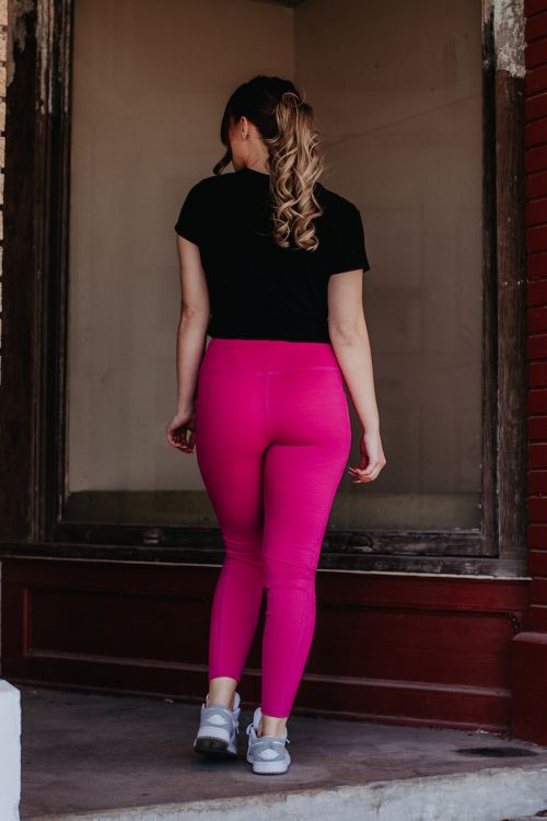 printed hight waist leggings Flower - black/pink - MA RE - ams