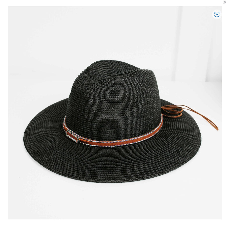 Packable Black Western Sun Hat