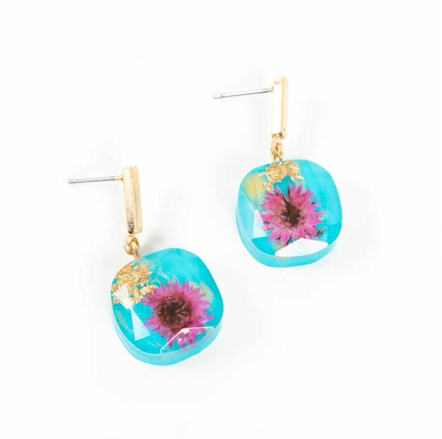 Dry Flower Ball Earrings