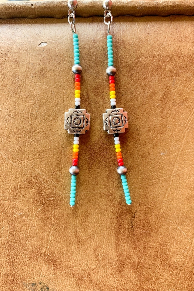 Sweet Serape Post Dangle Earrings - Handmade