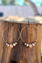Crystal Dangle Hoop Earrings - Handmade